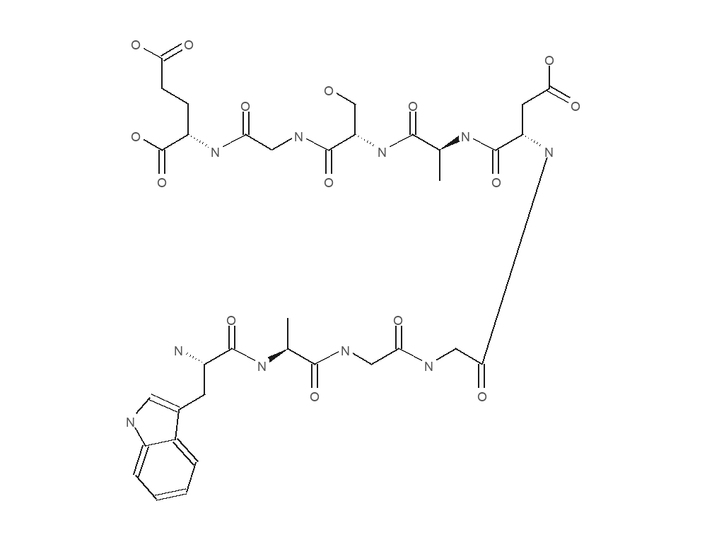 Molecular structure of DSIP rendered from PubChem CID 68816.