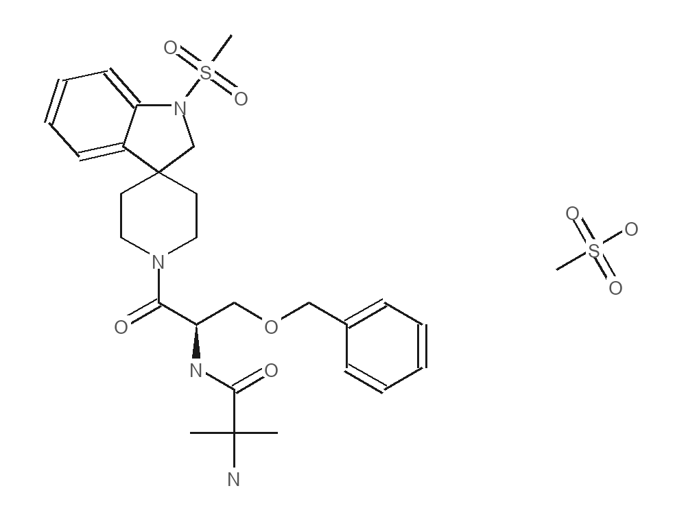 Molecular structure of MK-677 rendered from PubChem CID 6450830.