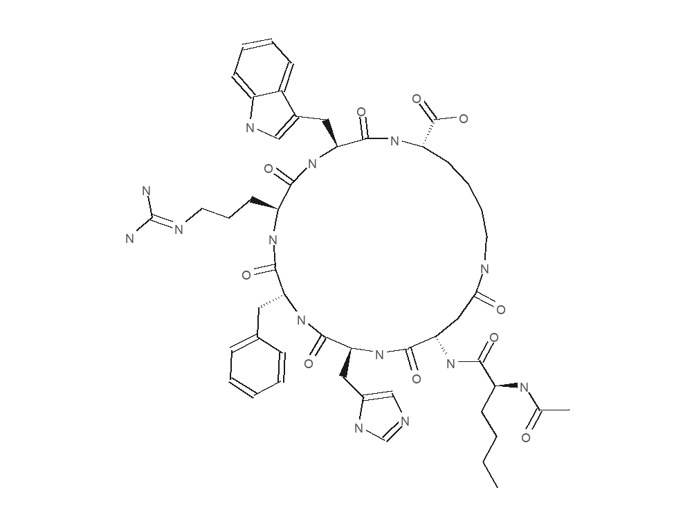 Molecular structure of PT-141 rendered from PubChem CID 9941379.