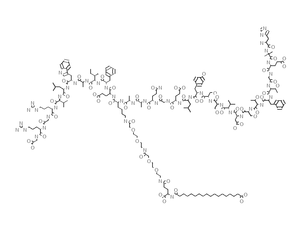 Molecular structure of semaglutide rendered from PubChem CID 56843331.