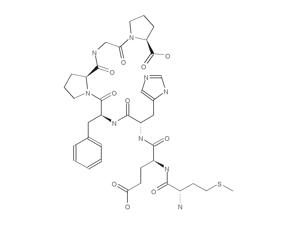 Molecular structure of semax rendered from PubChem CID 9811102.