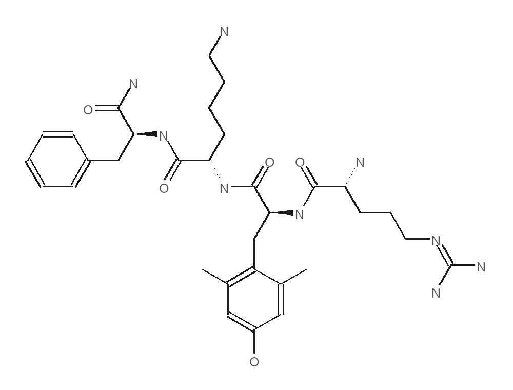 Molecular structure of SS-31 rendered from PubChem CID 11764719.