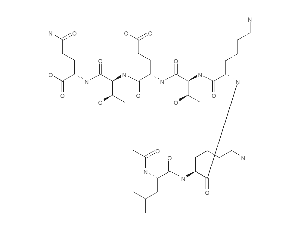 Molecular structure of TB-500 rendered from PubChem CID 62707662.