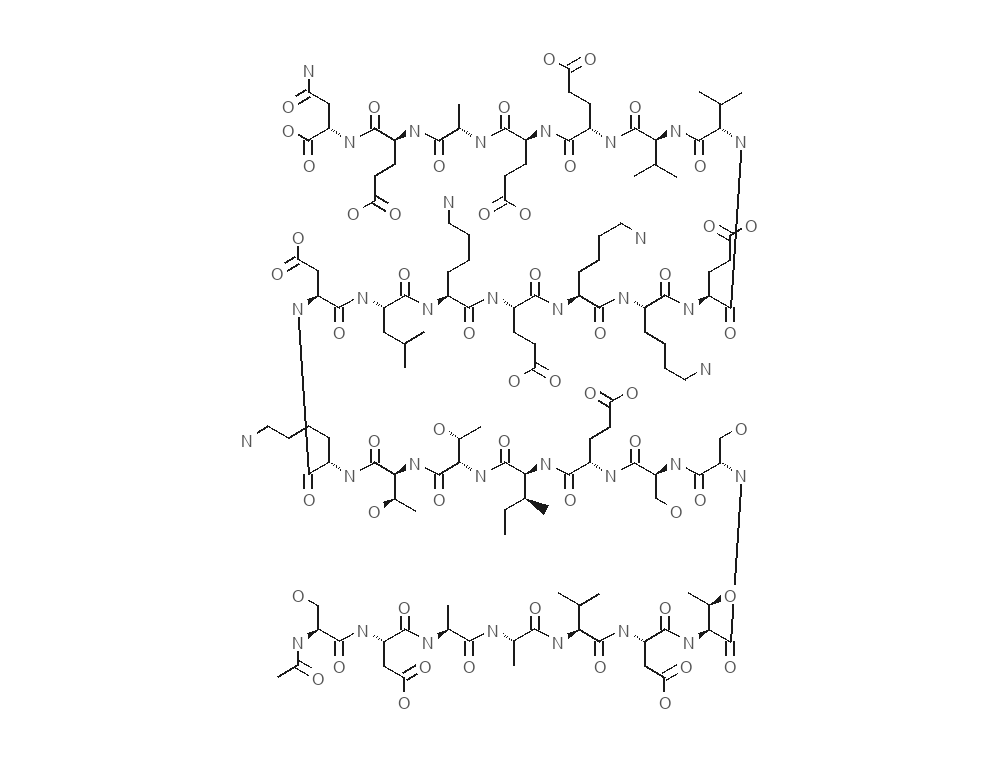 Molecular structure of thymosin alpha-1 rendered from PubChem CID 16130571.